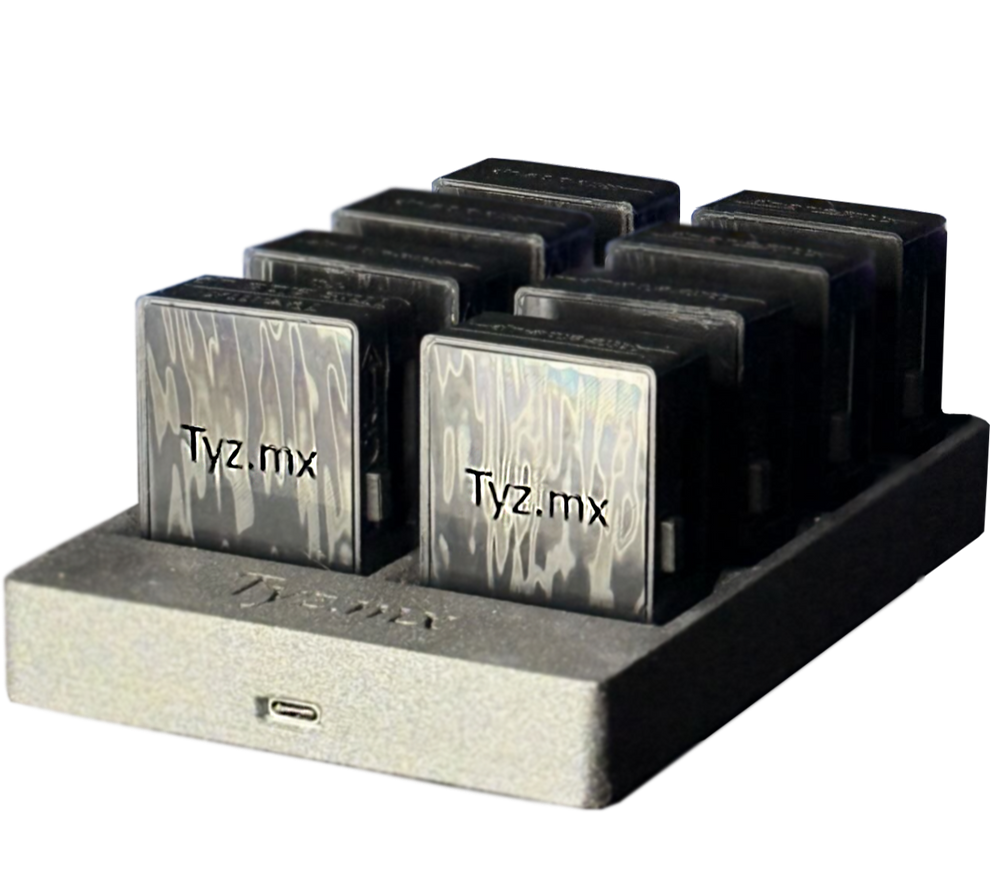 Set de 8 trackers Tyz con base de carga